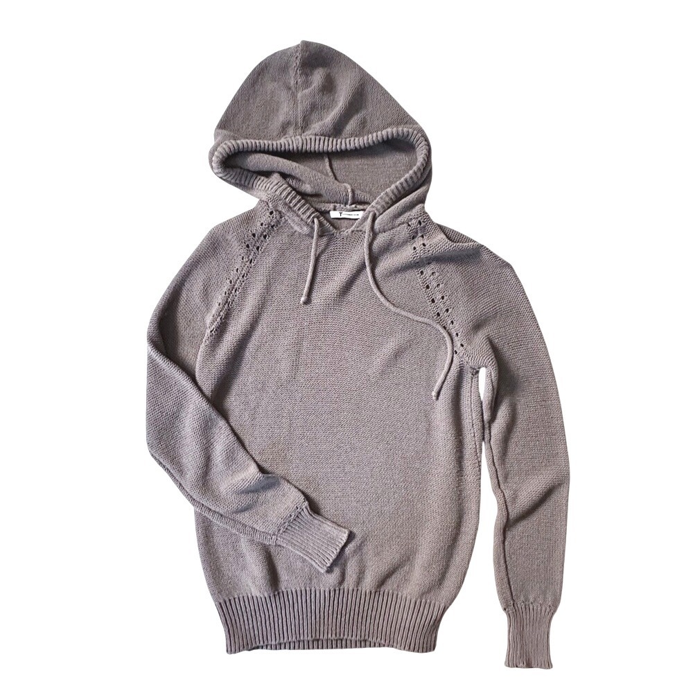 T‎ by Alexander Wang Hooded Sweater Taupe Cotton XS/S